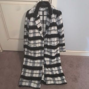 B&W plaid trench coat